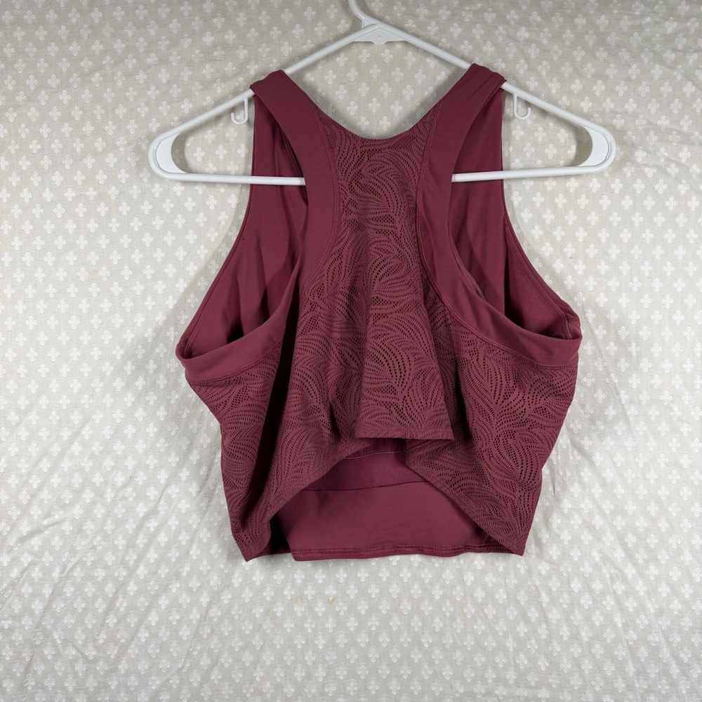 Athleta Dark‎ Pink High Neck Mesh Racerback Long Lined Sports Bra - Picture 3 of 5